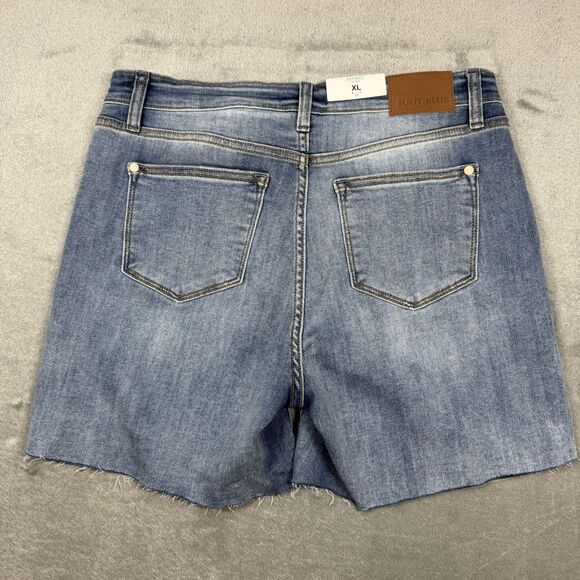 Judy Blue Jeans Shorts Women’s XL Blue Denim Mid-Rise Light Wash JB15251MD - Picture 2 of 9
